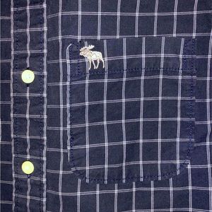 Abercrombie Fitch dress shirt plaid button-front blue men M